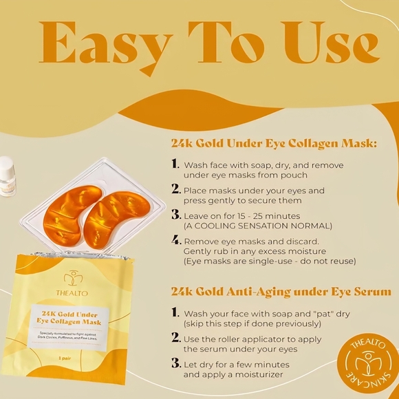 Thealto 24K Gold Under Eye Collagen Mask. NIB - Picture 5 of 11